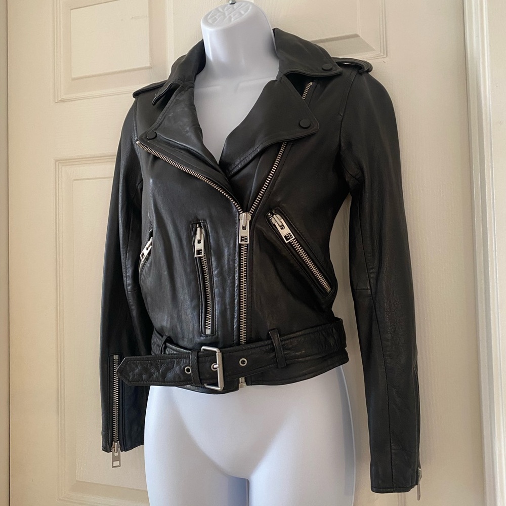 NWT All Saints Black Balfern Biker Jacket size 0